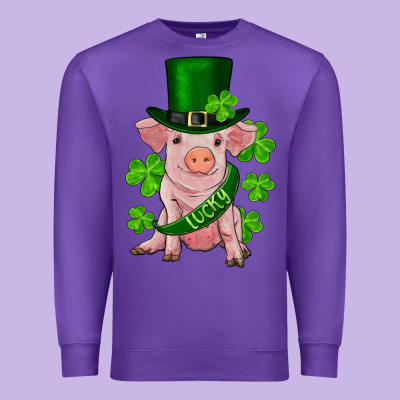 St. Patrick's Day Lucky Baby Pig Premium Sweatshirt Designed By Ranaportraitstore