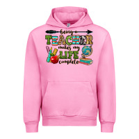 Fuchsia Pink being a teacher makes my life complete Urban Hoodie - RanaPortraitStore
