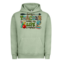 Pigment Oil Green being a teacher makes my life complete Urban Hoodie - RanaPortraitStore