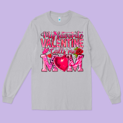 My Favorite Valentine Calls Me Long Sleeve Tee Designed By Cowhidedigitalart