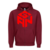 Burgundy GAN CUBE TIME Zipper Hoodie - DesignPulse