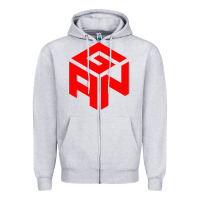 Heather Grey GAN CUBE TIME Zipper Hoodie - DesignPulse