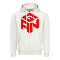 Oatmeal Heather GAN CUBE TIME Zipper Hoodie - DesignPulse