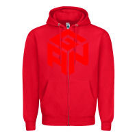 Red GAN CUBE TIME Zipper Hoodie - DesignPulse