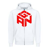 White GAN CUBE TIME Zipper Hoodie - DesignPulse