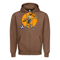Chestnut skeleton soccer player funny halloween blood moon Zipper Hoodie - DesignPulse