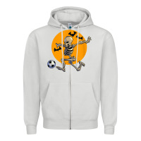 Dove Grey skeleton soccer player funny halloween blood moon Zipper Hoodie - DesignPulse
