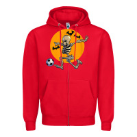 Red skeleton soccer player funny halloween blood moon Zipper Hoodie - DesignPulse