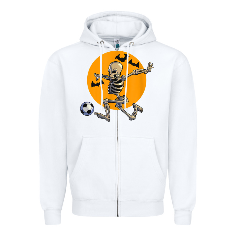 Skeleton Soccer Player Funny Halloween Blood Moon Zipper Hoodie by DesignPulse | Teevron
