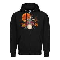 Black Skeleton Drummer Halloween Costume Playing Drums Mens Boys Zipper Hoodie - DesignPulse