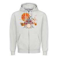 Dove Grey Skeleton Drummer Halloween Costume Playing Drums Mens Boys Zipper Hoodie - DesignPulse