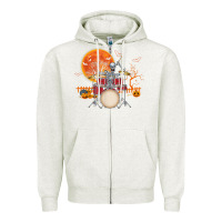 Oatmeal Heather Skeleton Drummer Halloween Costume Playing Drums Mens Boys Zipper Hoodie - DesignPulse
