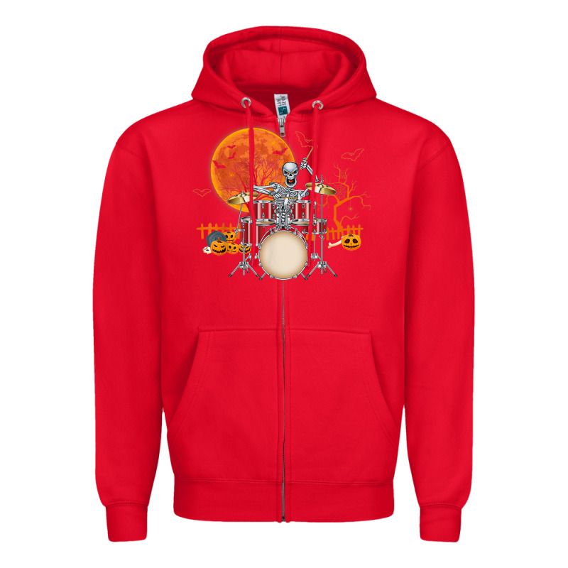 Skeleton Drummer Halloween Costume Playing Drums Mens Boys Zipper Hoodie by DesignPulse | Teevron