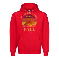 Red feminist my favorite season is fall patriarchy retro vintage long slee Zipper Hoodie - DesignPulse