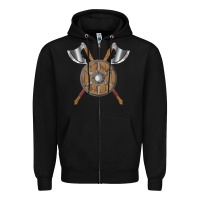 Black renaissance fair faire festival medieval theme axe shield Zipper Hoodie - DesignPulse