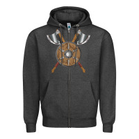 Charcoal Heather renaissance fair faire festival medieval theme axe shield Zipper Hoodie - DesignPulse