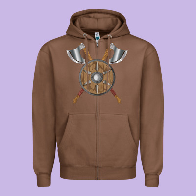Renaissance Fair Faire Festival Medieval Theme Axe Shield Zipper Hoodie Designed By Designpulse