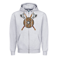 Heather Grey renaissance fair faire festival medieval theme axe shield Zipper Hoodie - DesignPulse