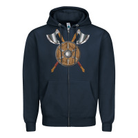 Navy renaissance fair faire festival medieval theme axe shield Zipper Hoodie - DesignPulse