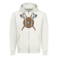Oatmeal Heather renaissance fair faire festival medieval theme axe shield Zipper Hoodie - DesignPulse