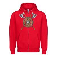 Red renaissance fair faire festival medieval theme axe shield Zipper Hoodie - DesignPulse