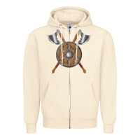 Sandshell renaissance fair faire festival medieval theme axe shield Zipper Hoodie - DesignPulse