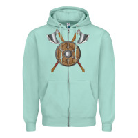 Seafoam renaissance fair faire festival medieval theme axe shield Zipper Hoodie - DesignPulse