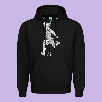 Soccer Player Ball Zipper Hoodie Designed By Designpulse