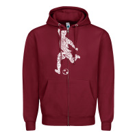 Burgundy soccer player ball Zipper Hoodie - DesignPulse