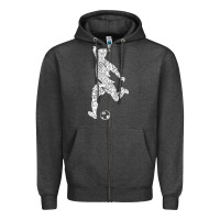 Charcoal Heather soccer player ball Zipper Hoodie - DesignPulse