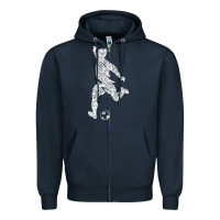 Navy soccer player ball Zipper Hoodie - DesignPulse