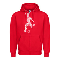 Red soccer player ball Zipper Hoodie - DesignPulse