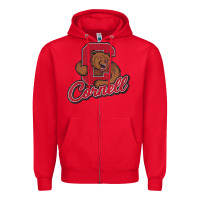 Red cornell Zipper Hoodie - DesignPulse