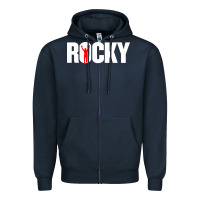 Navy boxer r o c k y Zipper Hoodie - DesignPulse