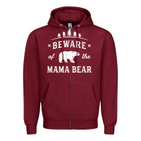Burgundy beware mama bear mom protect strong mother graphic clip art t shirt Zipper Hoodie - DesignPulse