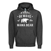 Charcoal Heather beware mama bear mom protect strong mother graphic clip art t shirt Zipper Hoodie - DesignPulse
