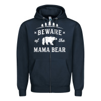 Navy beware mama bear mom protect strong mother graphic clip art t shirt Zipper Hoodie - DesignPulse