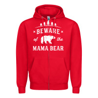 Red beware mama bear mom protect strong mother graphic clip art t shirt Zipper Hoodie - DesignPulse