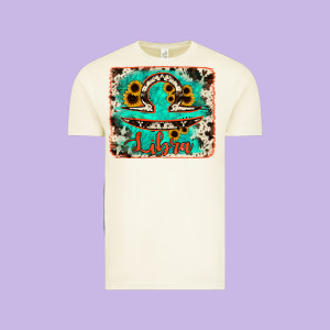 Libra Turquoise Cowhide Vintage Tee Designed By Ranaportraitstore