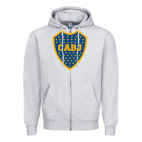 Heather Grey Boca Juniors Zipper Hoodie - DesignPulse