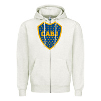 Oatmeal Heather Boca Juniors Zipper Hoodie - DesignPulse