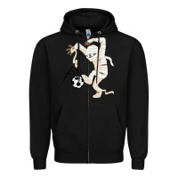 Black funny halloween soccer ball Zipper Hoodie - DesignPulse