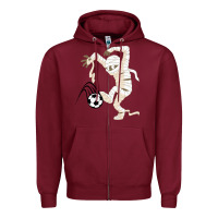 Burgundy funny halloween soccer ball Zipper Hoodie - DesignPulse