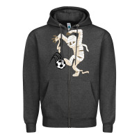 Charcoal Heather funny halloween soccer ball Zipper Hoodie - DesignPulse