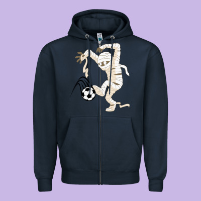 Funny Halloween Soccer Ball Zipper Hoodie Designed By Designpulse