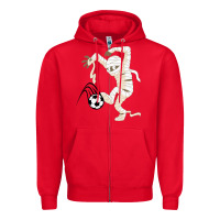 Red funny halloween soccer ball Zipper Hoodie - DesignPulse