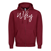 Burgundy wifey sweat(b) Zipper Hoodie - DesignPulse
