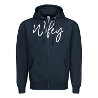 Navy wifey sweat(b) Zipper Hoodie - DesignPulse