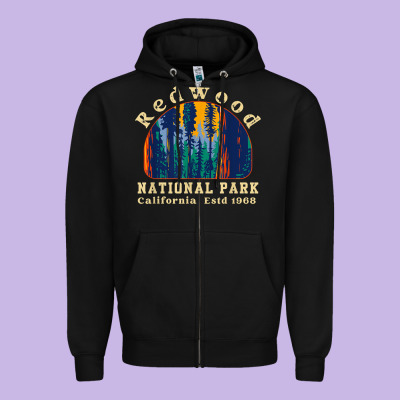 Redwood National Park California Retro Vintage Cam Zipper Hoodie Designed By Designpulse