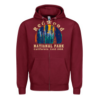 Burgundy redwood national park california retro vintage cam Zipper Hoodie - DesignPulse